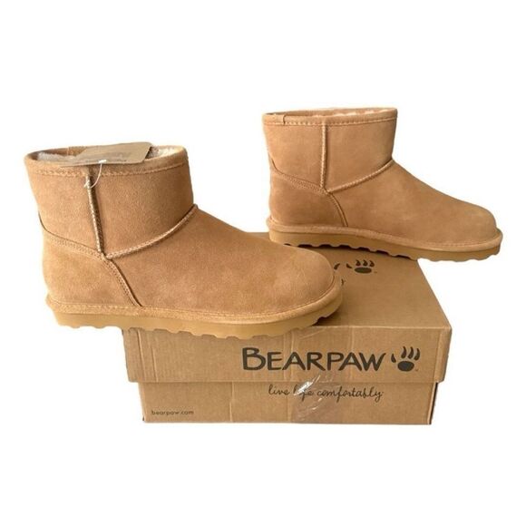 Bearpaw Tan Suede Ankle Boots Alyssa Iced Coffee Ankle Boots Suede Upper Size 11 - Picture 2 of 15